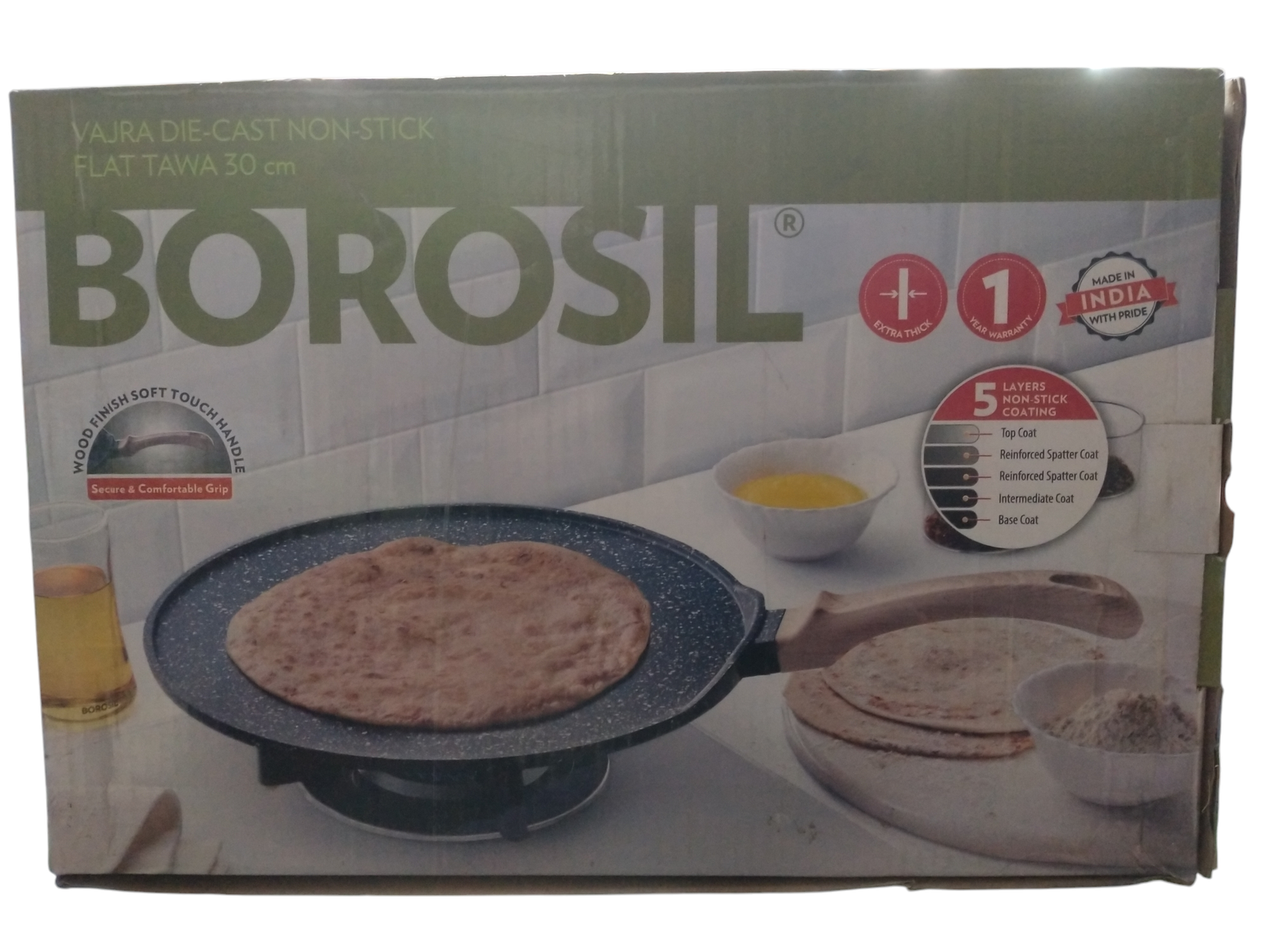 VAJRA DIE-CAST NON -STICK FLAT TAWA 30 MM