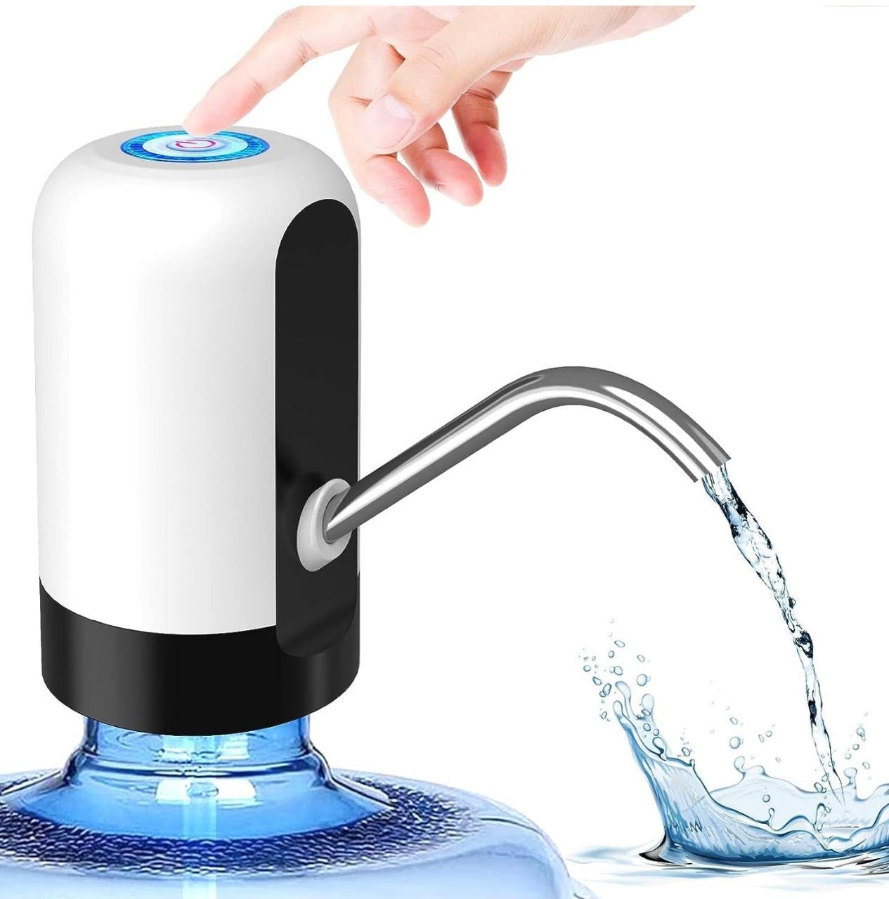 Automatic Wireless Portable Mini Rechargeable Water Bottle Can Dispenser Pump Upto 20 Litre Bottle with USB Charging Cable (Black/White)