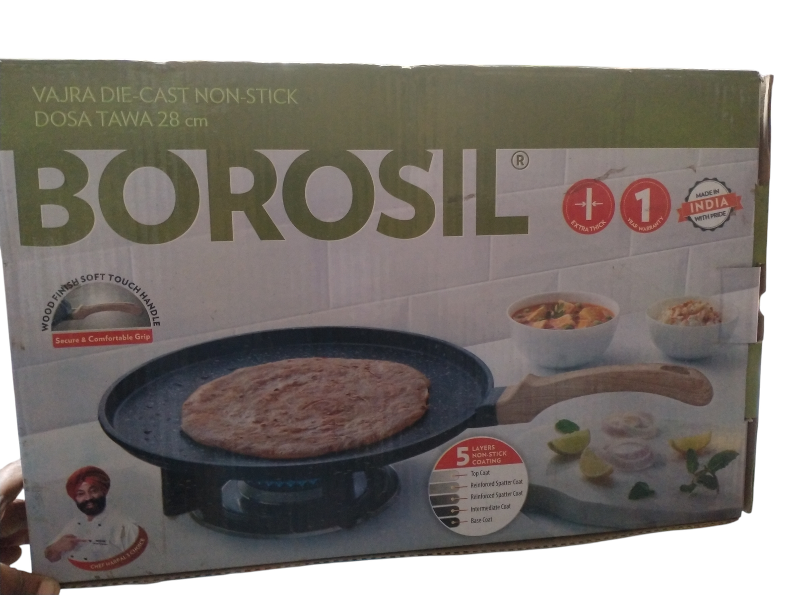 VAJRA DIE-CAST NON -STICK FLAT TAWA -28 MM